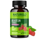 NATURELO Biotin Gummis - Unterstützt gesundes Haar, Haut und Nägel - Hohe Potenz 2500 mcg - Non GMO, Glutenfrei - 60 Gummis