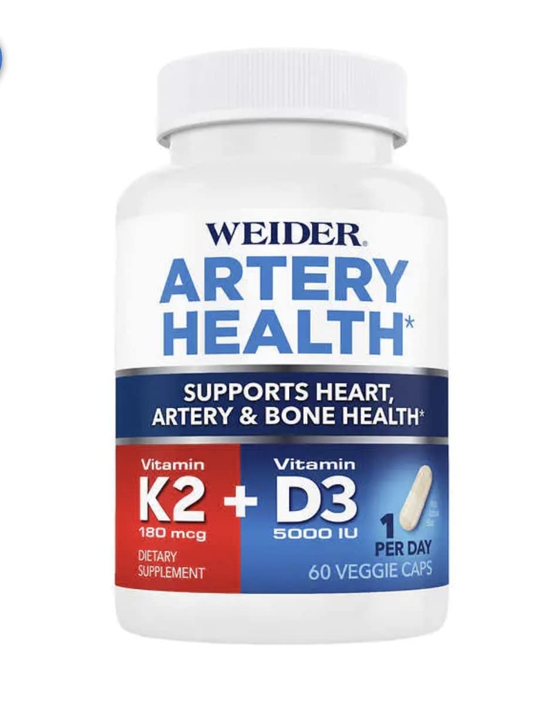 Artery Health für Herz-, Immun- und Knochenunterstützung mit Vitamin K2 (180mcg) & Vitamin D3 (5000iu), 60 Veggie Kapseln