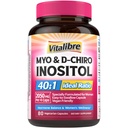 Supplément Inositol, Myo-Inositol et D-Chiro Suppléments de fertilité Inositol pour les femmes, 40:1 Rapport idéal, équilibre hormonal et soutien ovarien, 80 capsules véganes