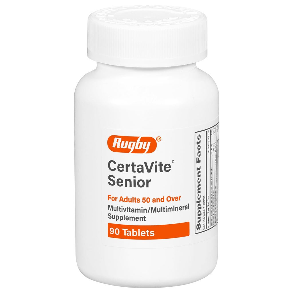 Rugby CertaVite Senior Multivitamin/Multimineral Supplement for Adults 50 and Over - 90 Tablets (1 Pack)
