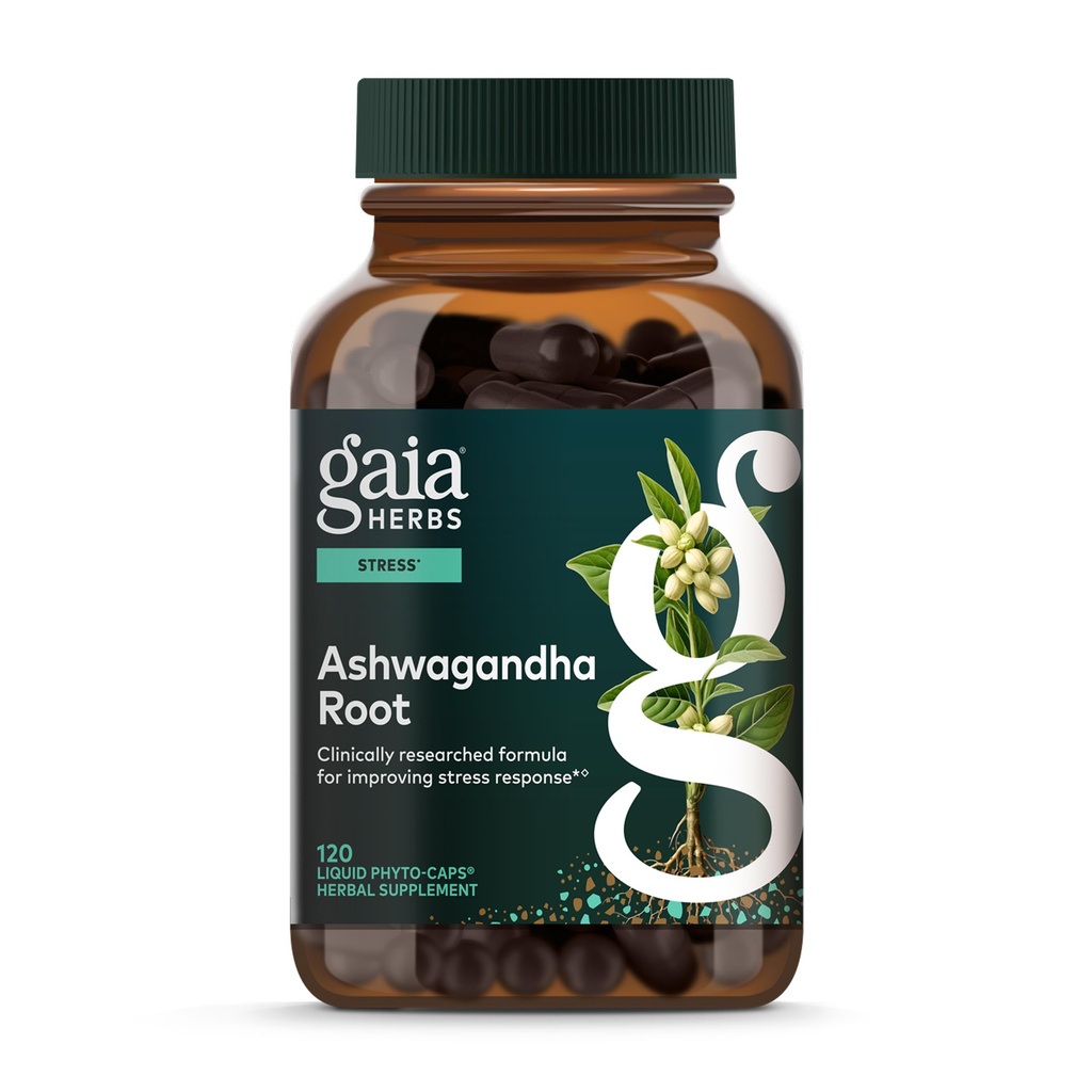 Gaia Herbs Ashwagandha Root - Stress Relief & Sleep Support Supplement - Unterstützt Balanced Energy Levels & Positive Outlook* - 120 Vegan Liquid Phyto Capsules (60-Day Supply)