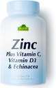 ALFA VITAMINS Zinc + suppléments de vitamine C, D3 et d'échinacée, formule de soutien immunitaire avec absorption améliorée, soutient la santé osseuse, la fonction immunitaire et la protection antioxydante, 120 capsules