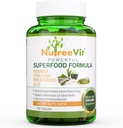 NutreeVit 100% Organic Powerful Superfood Formula - Immunsystem Booster Energy Pills mit Moringa, Spirulina, Wheatgrass und Kelp - 240 Count Bottle