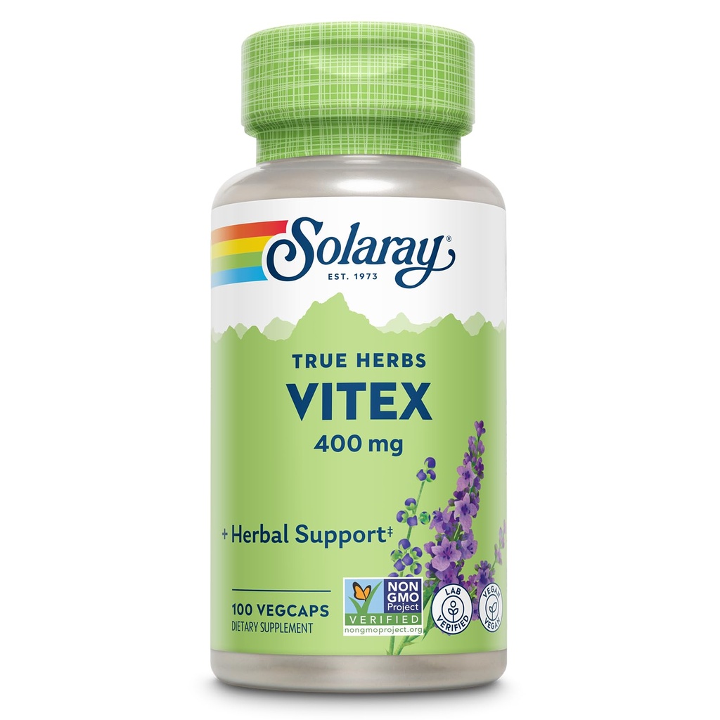 SOLARAY Vitex Berry 400mg | Womens Healthy Hormon Balance Formel | Menstruation & Menopause Unterstützung, 100ct