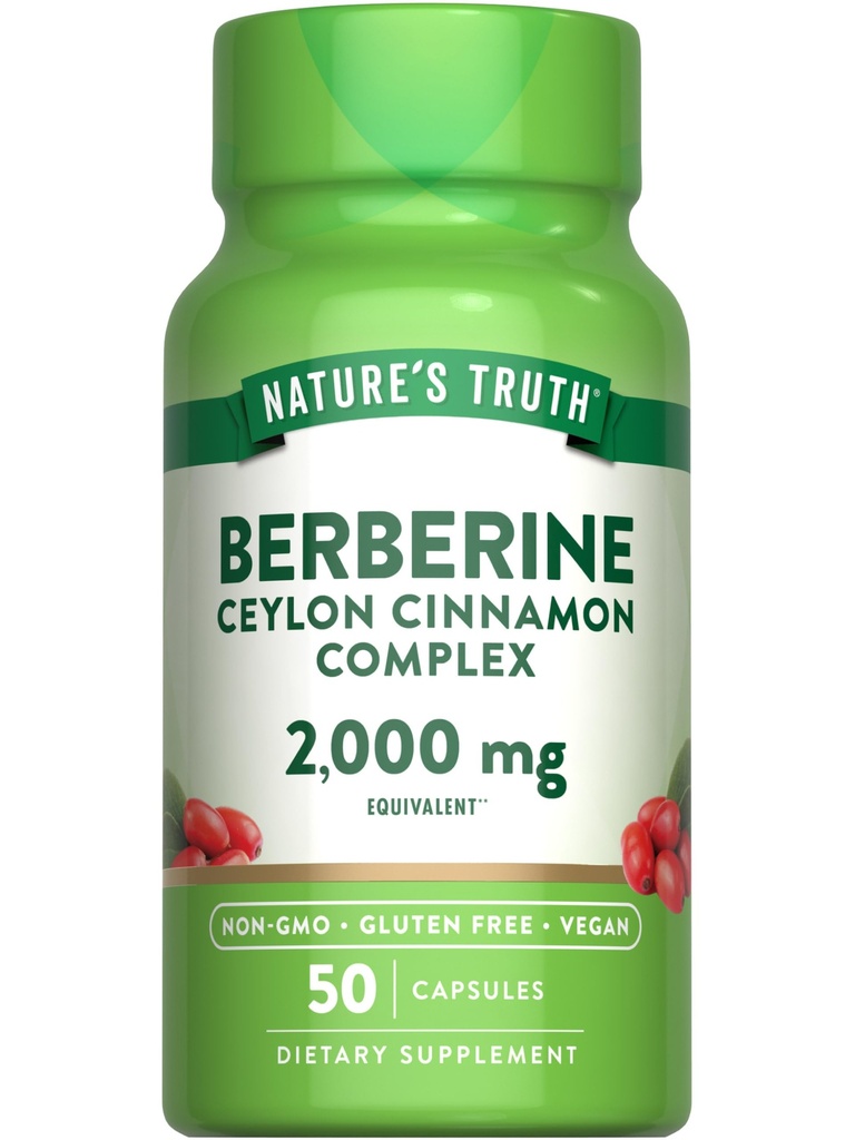 Nature's Truth Berberine mit Ceylon Cinnamon Complex | 2.000mg | 50 Vegan Kapseln | Vegan, Non-GMO und Gluten kostenlose Ergänzung
