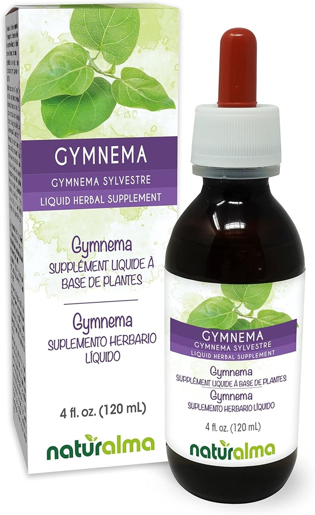 Naturalma Gymnema (Gymnema sylvestre or Marsdenia sylvestris) Leaf Alcohol-Free Tincture - 4 fl oz Liquid Extract in Drops - Herbal Supplement - Vegan