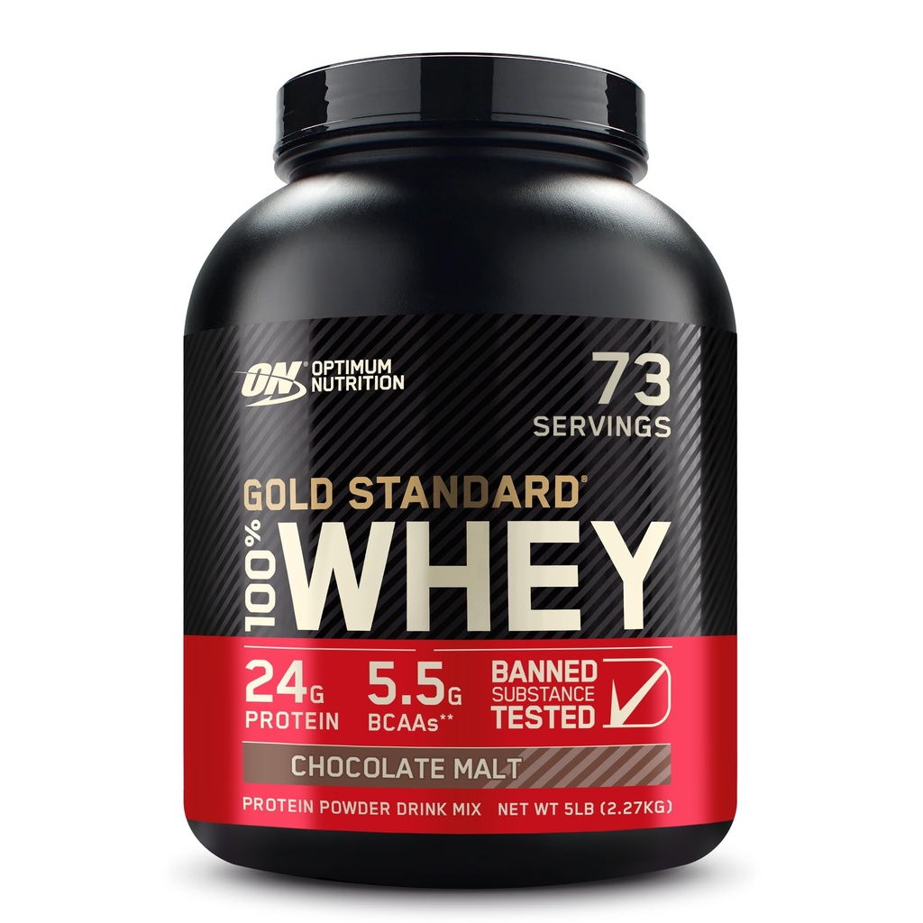 Optimum Nutrition Or Standard 100% poudre de protéines de lactosérum, malt de chocolat, 5 livres (paquetage mai Vary)