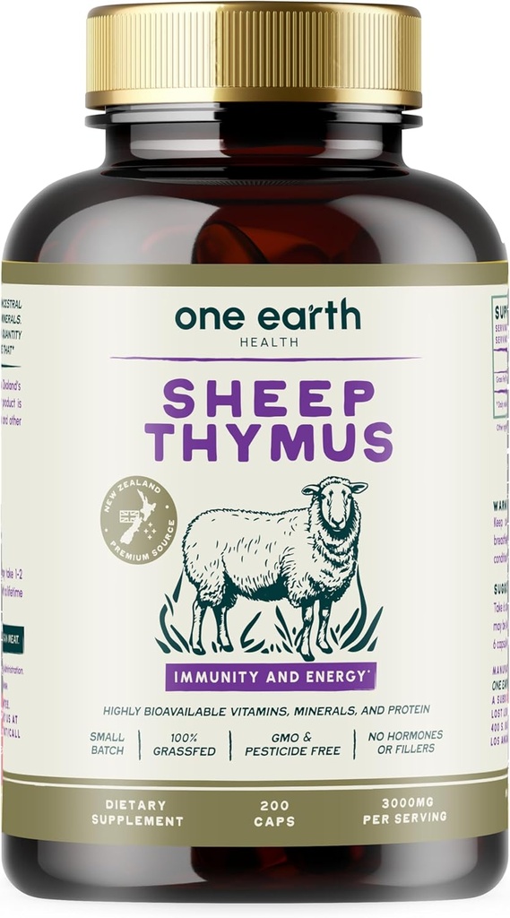 Ein Erdgesundheit Gras Fed Thymus - Neuseeland Sourced Thymus. 3.000mg pro Servierung, 200 Count