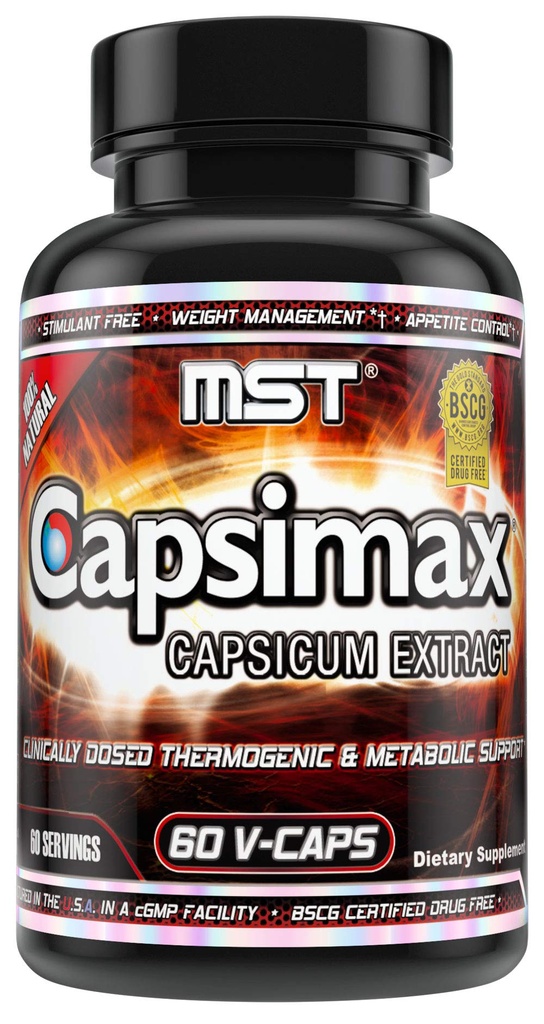 MST Capsimax Supplement 100mg V Kapseln, 60 Portionen Klinisch Dosierung Gewicht Management, Thermogen, Appetitkontrolle, Kalorienverbrennung, Metabolische Gesundheit, Stimulant frei. BSCG zertifiziert