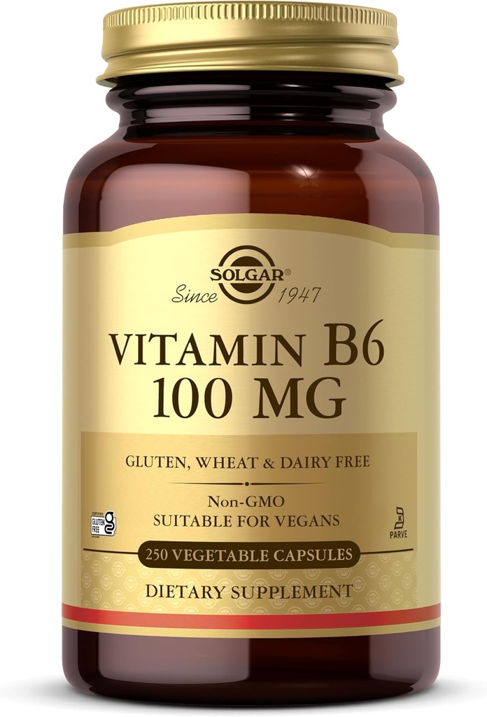 Solgar Vitamine B6 100 mg, 250 capsules végétales