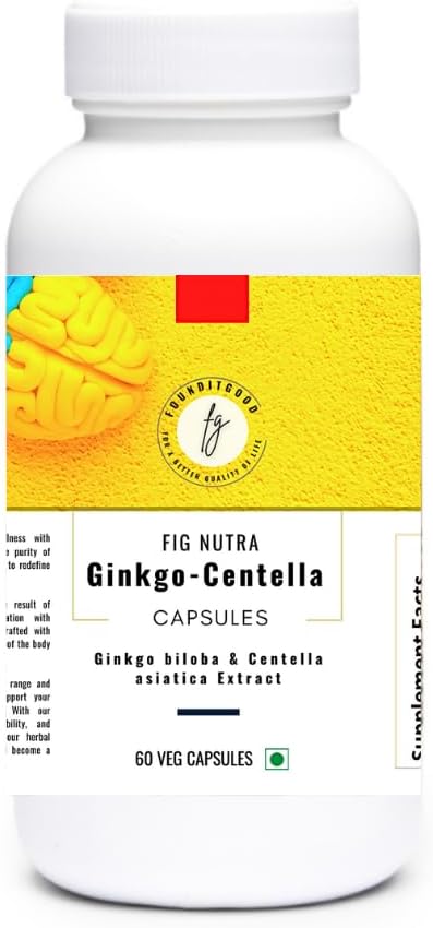 FiG Nutra ‘Ginkgo-Centella’ Kapseln | Brain Health Supplement für Fokus und Gedächtnis | Leistungsstarke Mischung von Ginkgo biloba Blatt Extrakt und Centella asiatica Blatt Extrakt | 60 Veg Kapseln