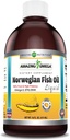 Erstaunlich Omega Norwegian Fish Oil 16 Oz Supplement | 1625mg Omega -3s, DHA, EPA per Servieren | Frisch Orange Flavor | Non-GMO | Gluten Kostenlos