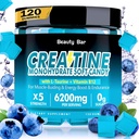 Creatine Monohydrate Gummies,6200mg für Männer & Frauen, Kaubare Kreatin für verbesserte Muskelwachstum, Stärke und Erholung, Zucker Kostenlose Vor-Workout-Ergänzung,120 Count,Blueberry Flavor