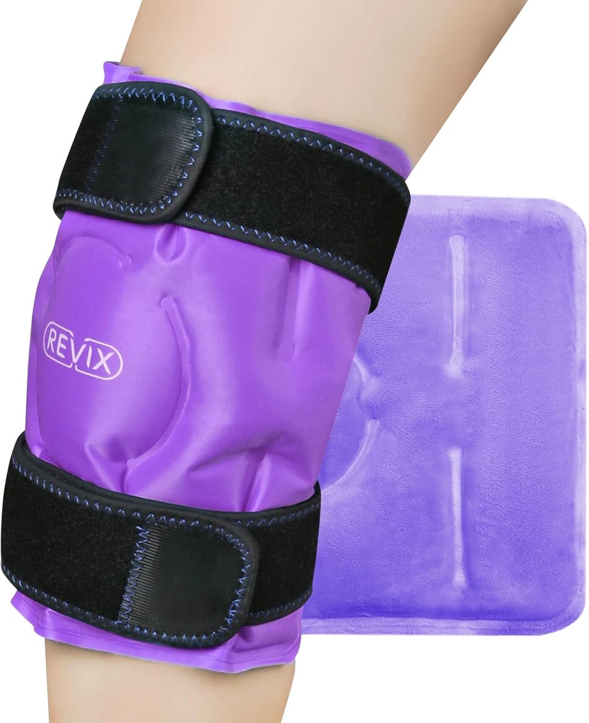 REVIX Knee Ice Pack für Verletzungen Wiederverwendbar, Gel Ice Wrap mit Kaltkompresstherapie für Quellung, Brügge, Verletzungen, Arthritis, Hands-Free Anwendung