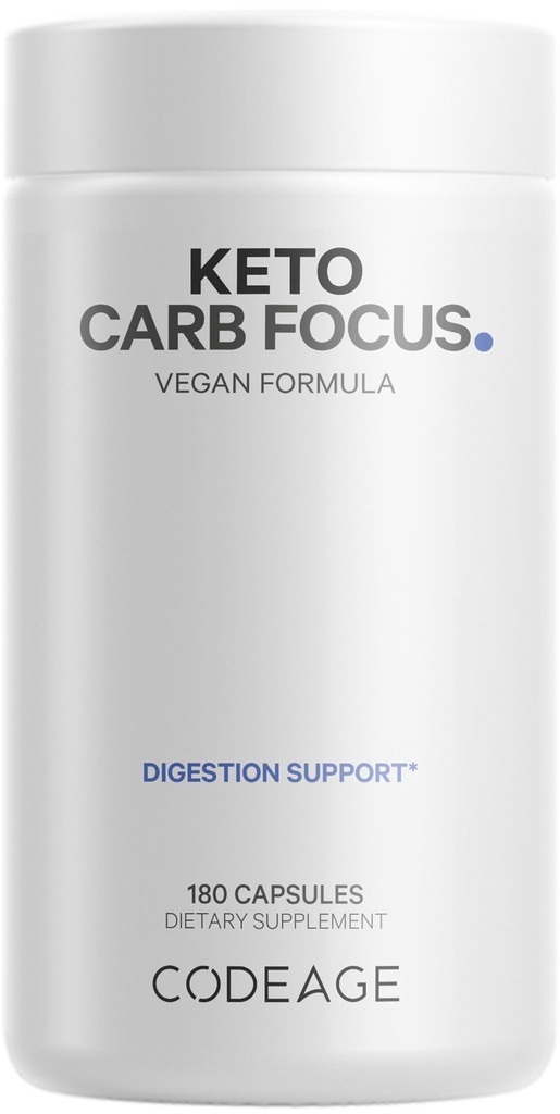 Codeage Keto Carb, White Kidney Bean, Green Tea & Cinnamon Bark Supplement, Triple Action Keto Cheat Vegan Pillen, Ketogenic, Low Carb Diät Zucker, 3 Monate Versorgung, Non-GMO, Gluten-Free, 180 Kapseln