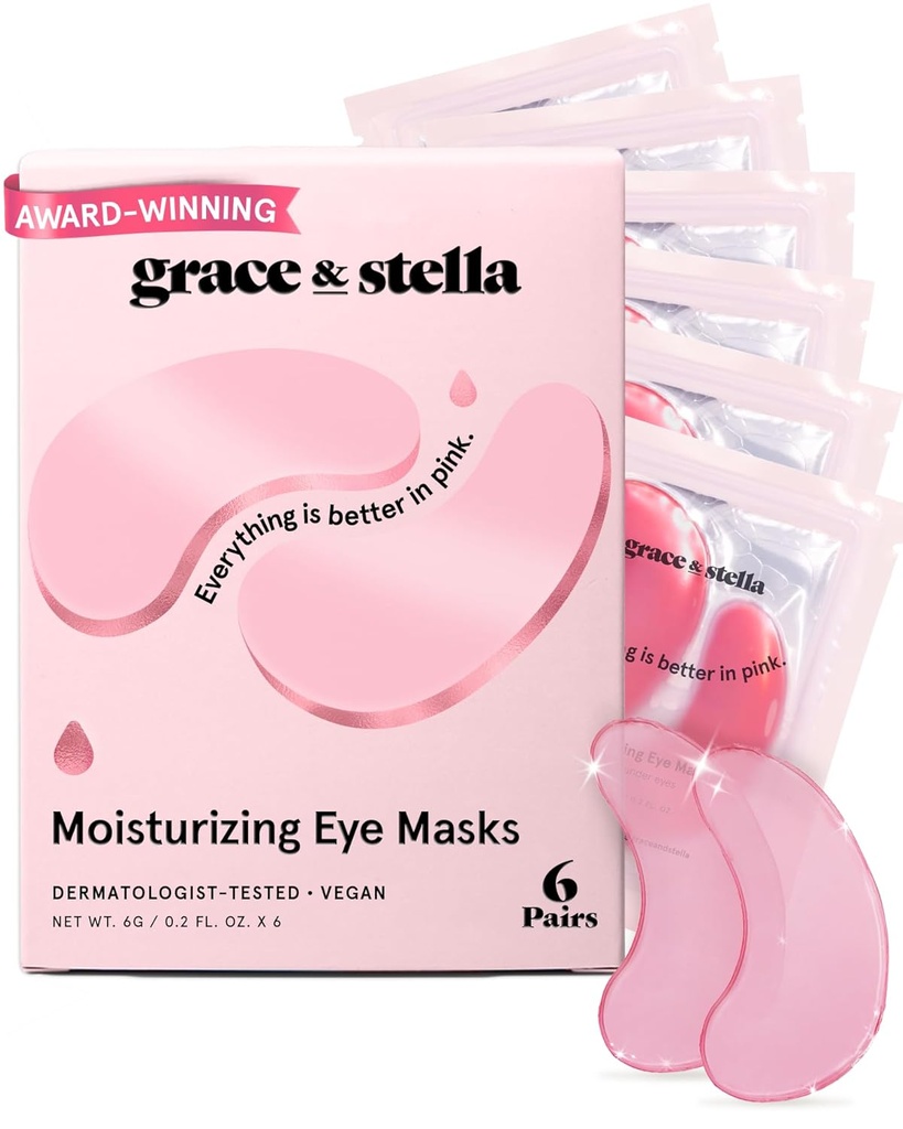 Grace & stella Award Winning Under Eye Mask - Reduce Dark Circles, Puffy Eyes, Undereye Bags, Falten - Gel Under Eye Patches - Geschenke für Mom - Vegan Cruelty-Free Self Care (Pink, 6 Paare)