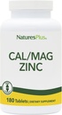 NaturesPlus Cal/Mag/Zinc - 1.000 mg Calcium, 500 mg Magnesium, 75 mg Zink - 180 vegetarische Tabletten - Multi Mineralische Beilage, unterstützt Knochen, Herz- und Immungesundheit - Glutenfrei - 45 Servierungen