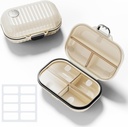 Travel Pill Organizer mit Etiketten, 7 Komponenten Tragbare Pille Box, kleine Pille Fall für Taschengeld, Tägliche Vitamin-Ergänzung Pille Container mit Medizin Tracker Reisen Essentials 1 Pack