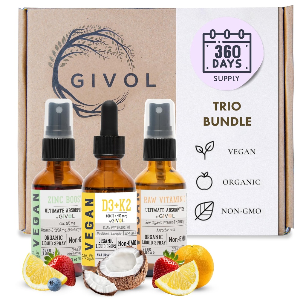 Immunität Support Pack - Rohes Vitamin C, D3 & K2 Flüssigkeit, Zink Picolinat - Premium Herzgesundheit Vitamine w/Essential Minerals, Antioxidantien, & Herz-Kreislauf Vorteile - 180 Tage Versorgung