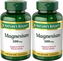Nature’s Bounty Magnesium, Bone and Muscle Health, Tablets, 500 Mg, 200 Ct (Pack of 2)