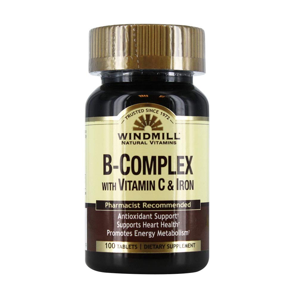 Windmühle B-Komplex Tabletten mit Vitamin C und Eisen Ergänzung - 100 Ea