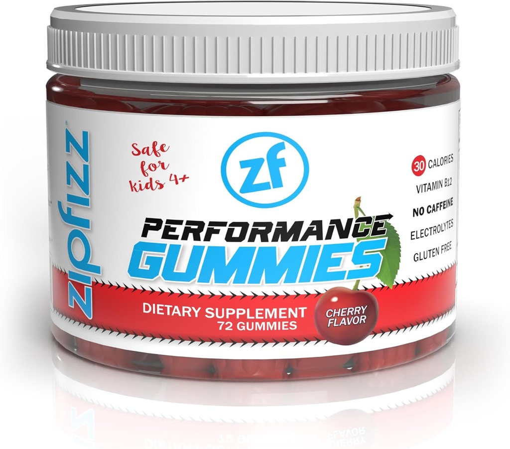 Zipfizz Perform Gummie - Delicious Fruit-Infused Supplement mit B6, B12, und Vitamin C für Sportler Alter 4+ | 3 Gummie pro Servierung, 24 Servierungen | Unterstützt Energie, Ausdauer und Erholung