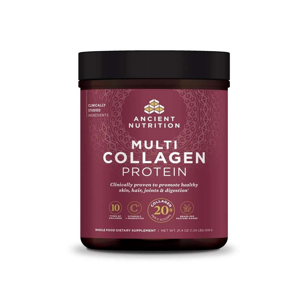 Antike Ernährung Collagen Peptide Pulver, Multi Collagen Protein, Frauen & Männer, Vitamin C, Probiotika, hydrolysiertes Collagen, Unterstützt Haut, Gelenke, Gut Health, Unflavored, 60 Servietten