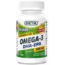 DEVA Vegan Omega-3 DHA-EPA 500MG – Kein Carrageenan, Non-Fish Öl abgeleitet von Algae, Non-GMO, 60 Gelatin-Free Softgels