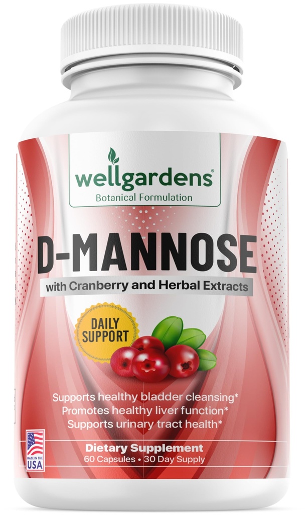 100% reine D-Mannose mit Cranberry Extrakt - Hilft saubere Verunreinigungen, natürliche Urinary Tract Gesundheit, Leber und Blasen Unterstützung Kapseln, Non-GMO