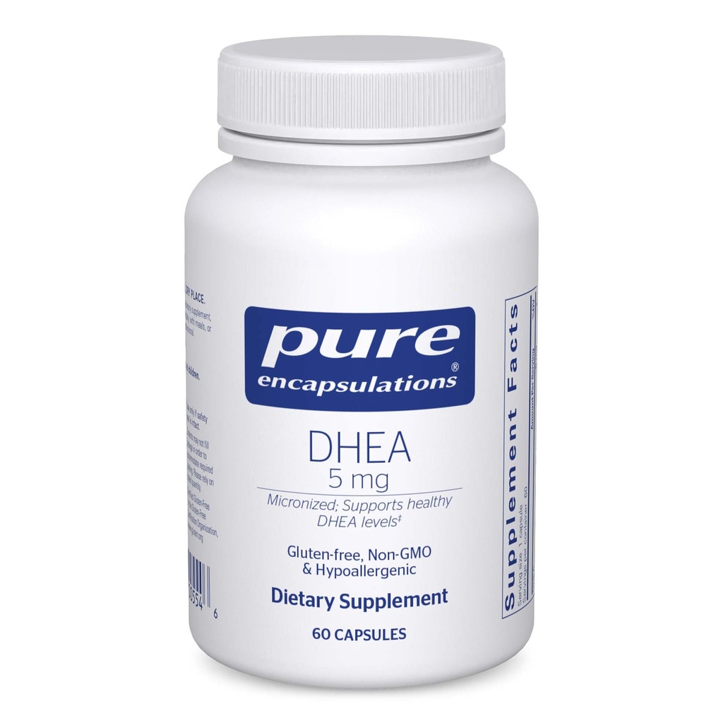Encapsulations pures DHEA 5 mg - Immune Support & Hormones Balance* - Micronised DHEA - Sans gluten et végétalien - 60 capsules
