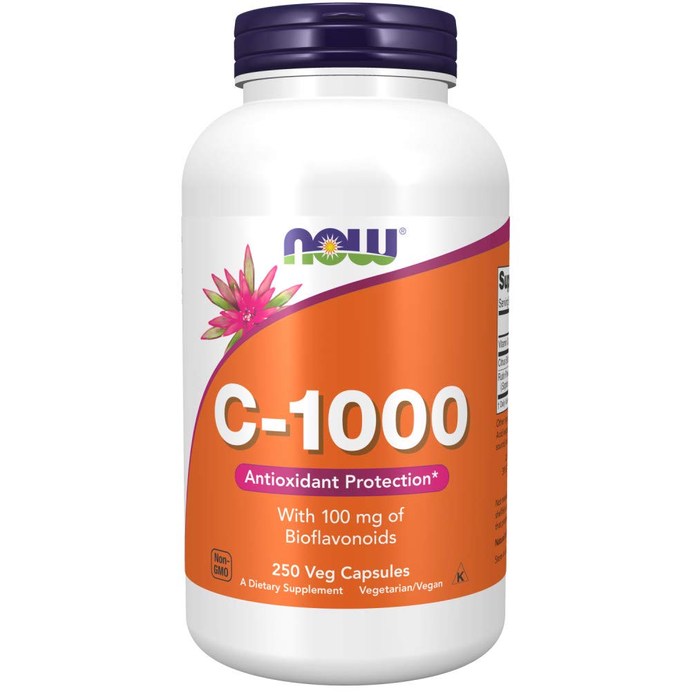 Jetzt Ergänzungen, Vitamin C-1.000 mit 100 mg Bioflavonoide, Antioxidantienschutz*, 250 Veg Kapseln (Pack von 2)