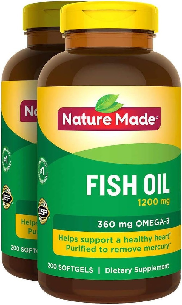 2 x 200Pk Natur gemacht Fischöl 1200 mg Softgels Omega 3