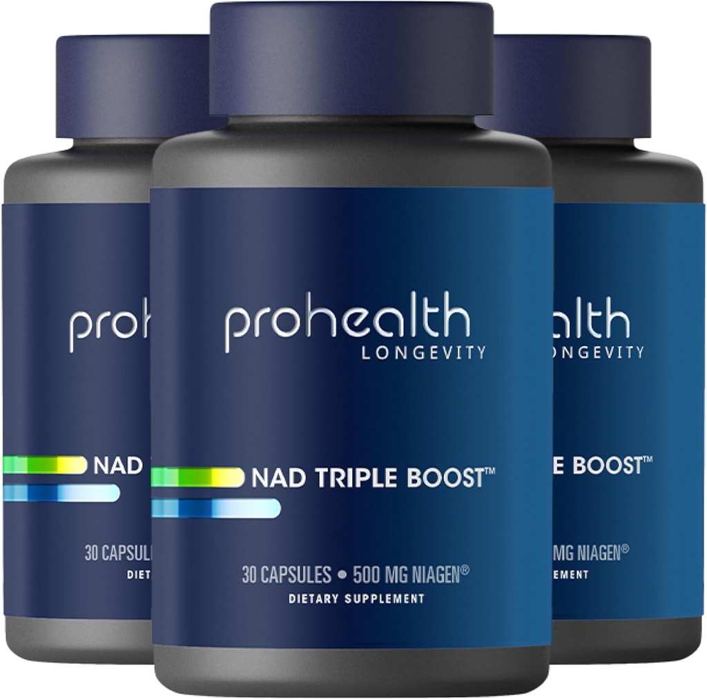 ProHealth NAD Triple Boost. 3X NAD+ Optimizer. Doctor Formuliert, Extra Strength Supplement, enthält 500mg Niagen Nicotinamid Riboside NR (The Active Ingredient in NMN) 30 Servierungen (3 Pack)