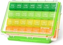 AUVON Moisture-Proof Monatliche Säule Organizer, Große 28 Tage Säule Box Fall mit abnehmbaren 4 Wochen Medication Organizer Rows, Reisen-Freundlich zu speichern Fischöle, Vitamine, Ergänzungen, Medikamente
