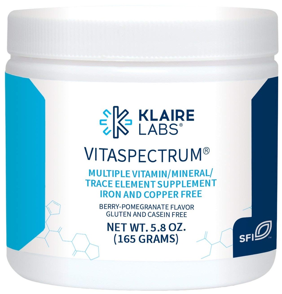 Klaire Labs SFI Health VitaSpectrum Powder - Multivitamines/minéraux pour enfants avec 23 nutriments essentiels dans la grenade aux baies pour enfants, sans cuivre, fer, gluten ou caséine (30 portions, 171 grammes)