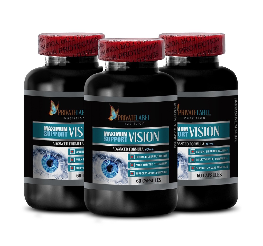 grape seed extract organic - ADVANCED VISION FORMULA - taurine amino acid, Improves Vision, Lutein And Zeaxanthin, organic eye supplements for adults over 50, milk thistle organic - 3 Bottles 180Caps