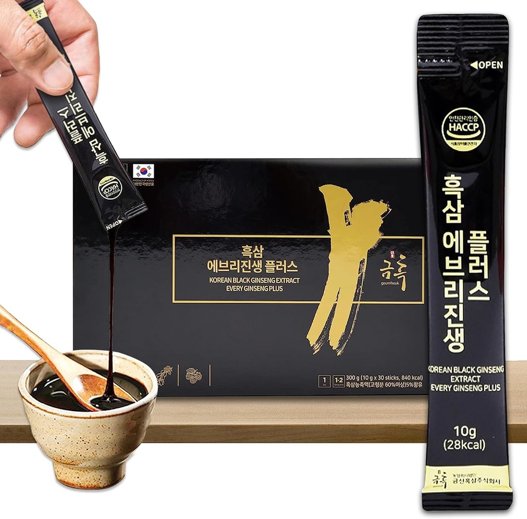 GeumHeuk Korean Black Ginseng Extract Every Ginseng Plus. 10g X 30 Stick Pouches. Immununterstützung, Energy Booster, Fatigue Recovery, Mental Performance. Patentiertes Verfahren.