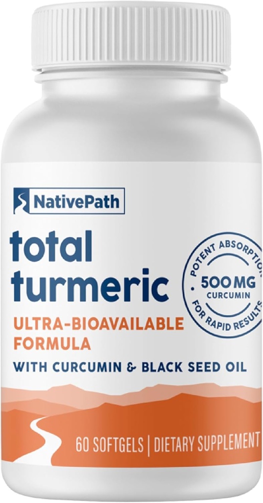NativePath Turmeric Curcumin mit schwarzem Samenöl - Advanced Antioxidant & Joint Support Supplement - Premium Turmeric Softgels mit verbesserter hoher Absorption, nicht-GMO & Gluten-Free, 60 Softgels