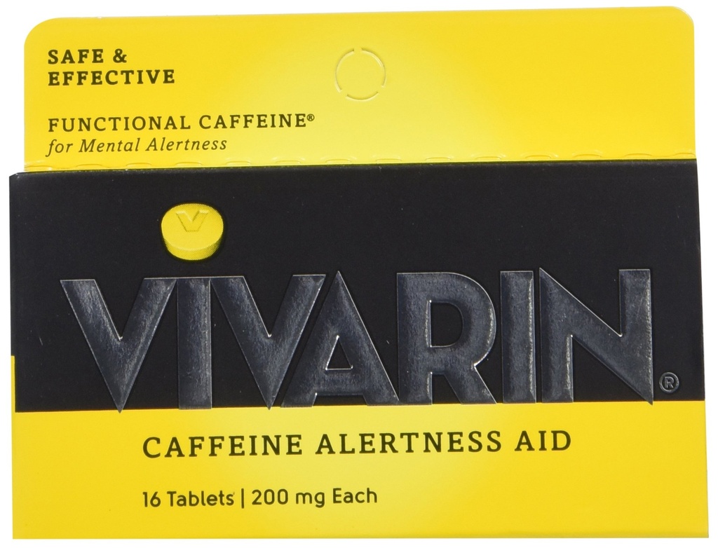 Vivarin, Koffein Pillen, 200mg Koffein in jeder Tablette, sicher und effektiv hilft Sie bleiben Awake, Alertness Aid, Energieergänzung, 16 Tabletten - 3 Pack