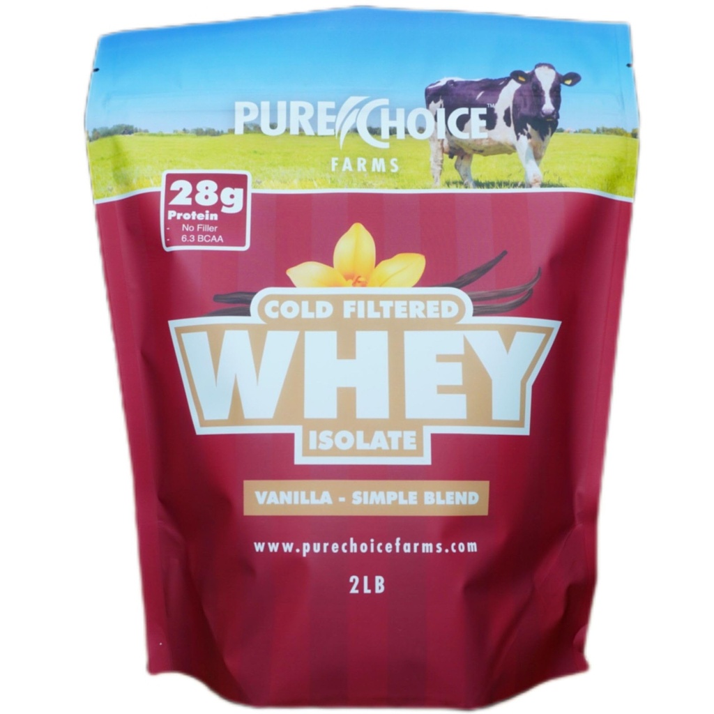 Pure Choice Vanilla Whey Protein Isolate Powder, 28g Protein, Ungesättigte Molke, 3 Zutaten, keine Füllstoffe oder künstliche Süßungsmittel. (Vanilla, 2 lb)