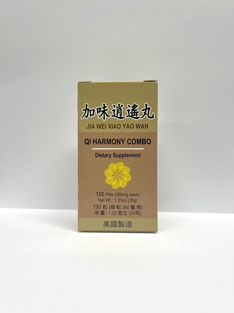 Qi Harmony Combo - Jia Wei Xiao Yao Wan Kräuter-Ergänzung hilft für Irritability, Fatigue, Abnormal Sweating 350mg 100 Pillen Made in USA