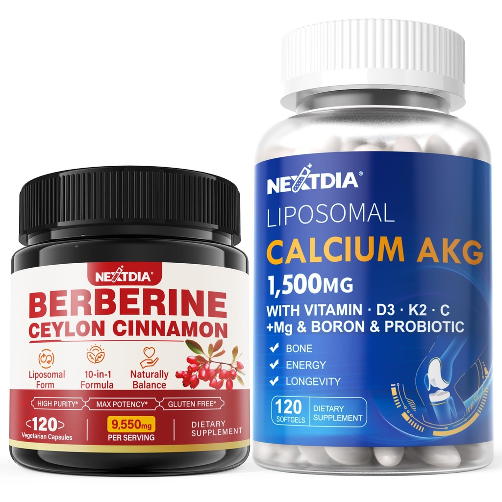 Berberine Ergänzung 1500mg + Liposomale Kalzium AKG Ergänzung 1500mg