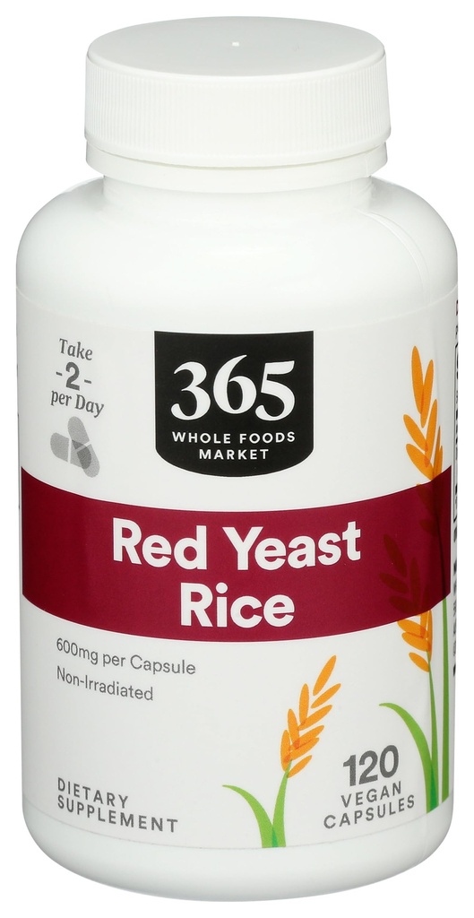365 von Whole Foods Market, Red Yeast Rice 600mg, 120 Count