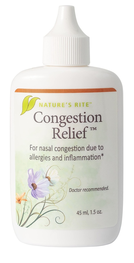 Nature's Rite Nasal Spray Decongestant, Congestion Relief, 1,5 Unzen (45 mL), Tragbar, All Natural Sinus Nose Spray, Nicht-Addictive Sinus Relief für Allergy & Pollution Irritation