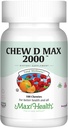 Maxi Health Chewable Vitamine D3 2000 UI Supplement - Delicious Natural Bubble Gum Flavor - Soutient l'absorption de calcium, la santé immunitaire et osseuse chez les femmes adultes, les hommes, les enfants et les jeunes enfants - 100 Chews