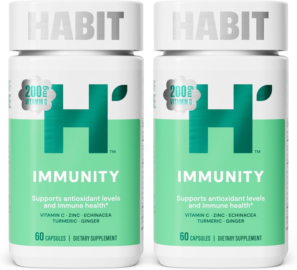Habit Immunität Ergänzung 2 Pack (120 Kapseln) - New Look, Echinacea, Elderberry, Turmeric, Zink Blend zur Unterstützung Immungesundheit und Antioxidantien Ebenen, Vegan, Non-GMO
