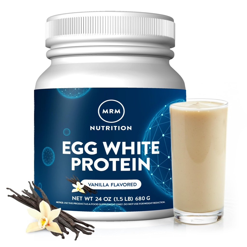 MRM Nutrition Egg White Protein | Vanilla Flavored | 23g fettfreies Protein | mit Verdauungsenzymen | Höchster biologischer Wert | Klinisch getestet | 20 Servicings