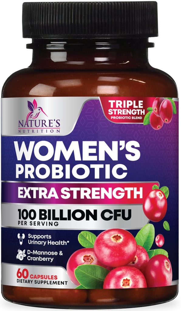 Probiotics for Women Digestive Health Support - 90 Billion CFU Women's Probiotic, 16 Strains, Cranberry, Vaginal Probiotic mit Präbiotics, PH, Immune, Urinary, & Feminine Health Support, 60 Kapseln