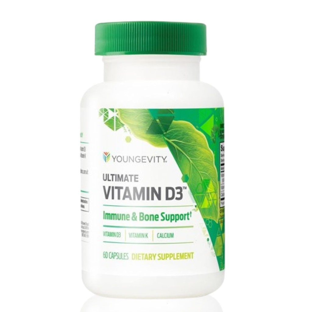 Youngevity Ultimate Vitamin D3 5000 IU mit K2 – Vitamin D3, Vitamin K2 und Kalziumergänzung für Immununterstützung, Knochendichte und Herzgesundheit – 60 Kapseln