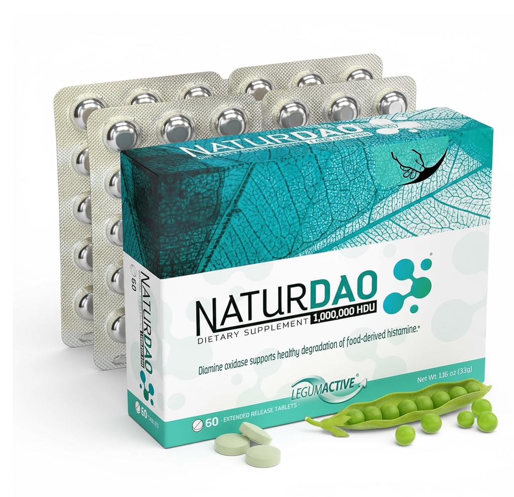 NATURDAOCOM LEGUMACTIVE NATURDAO® DAO Enzyme 1.000.000 HDU pro Tablet - DAO Enzyme Supplement - Histamin Block - Diamine Oxidase - Food Intolerance - 60 Extended Release Tablets